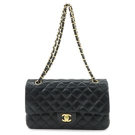 CHANEL Matelasse 25 Double Flap Lamb Skin Chain Shoulder Bag A01112