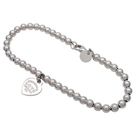 Tiffany & Co Return to Tiffany Mini Heart Tag Beads Bracelet SV925 Blue