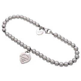 Tiffany & Co Return to Tiffany Mini Heart Tag Beads Bracelet SV925 Blue