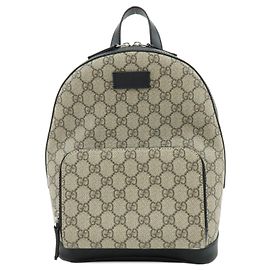 GUCCI GG Supreme Canvas Leather Rucksack Beige Black 429020