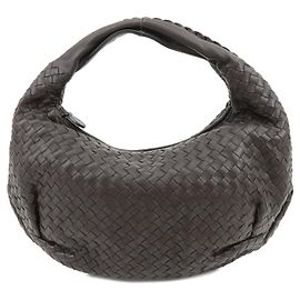 BOTTEGA VENETA HOBO Intrecciato Leather Shoulder Hand Bag Dark Brown