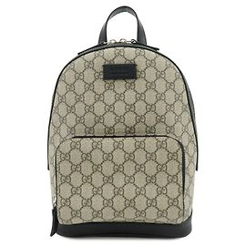 GUCCI GG Supreme Leder Rucksack Beige Schwarz 779869