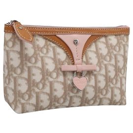 Christian Dior Romantic Pouch PVC Beige Silver Auth 211275V - Jerrillo