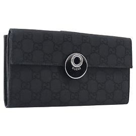 GUCCI GG Canvas Long Wallet Nylon Black Silver 231835 Auth am12944V - Jerrillo