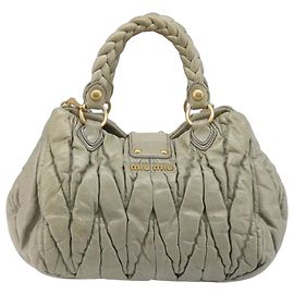 Miu Miu Matelasse Hand Bag Vitellolux 2way Beige Gold Auth 210290A - Jerrillo