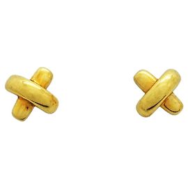 Autre Marque Tiffany & Co. Orecchini a lobo Cross Stitch in oro giallo 18K