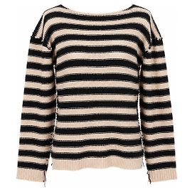 Christian Dior Gestreifter Kaschmir-Leinen Pullover - Beige/Schwarz