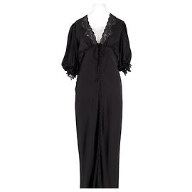 Autre Marque Vestido maxi negro RUMORED con encaje y mangas abullonadas