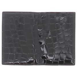 Autre Marque Portacarte in pelle nera effetto cocco