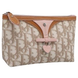 Christian Dior Romantic Pouch PVC Beige Silver
