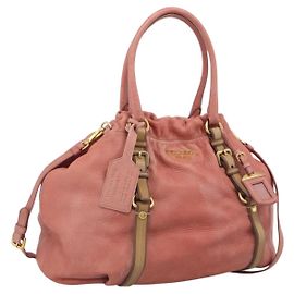 PRADA Hand Bag Vittero Dino Leather 2way Pink Gold