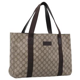 GUCCI GG Supreme Tote Bag PVC Beige 141624