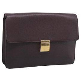 LOUIS VUITTON Taiga Leather Selenga Clutch Bag Acajou M30786 LV
