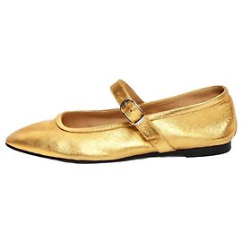 Autre Marque Mary Jane Ballerinas aus goldfarbenem Metallic-Leder - size EU 40