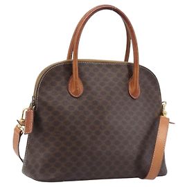Céline CELINE Macadam Hand Bag PVC 2way Brown Gold Tone