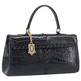 Autre Marque Saint Laurent Hand Bag Embossed Leather Black Gold