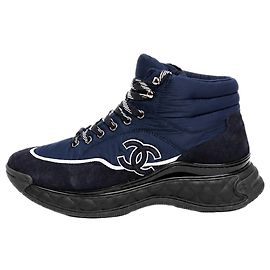 Chanel Sneakers alte in nylon e camoscio blu navy - taglia EU 39.5