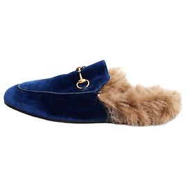 Gucci Princetown Slipper aus blauem Samt - size EU 39
