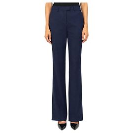 Etro Pantalones de pierna recta en lana virgen azul marino - size UK 4