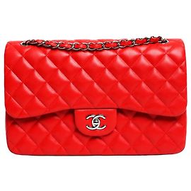 Chanel Sac Jumbo Classic Double Flap 2016 en agneau rouge