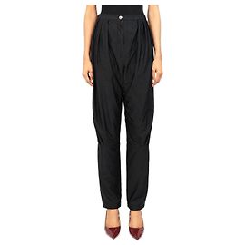 Chanel Pantaloni plissettati con banda in raso nero - size UK 10