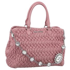 Miu Miu Sac à épaule Matelassé Cuir Rose Argent