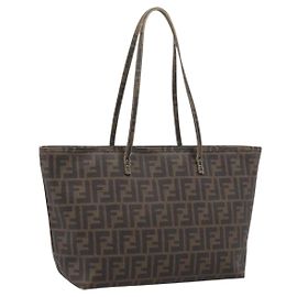 FENDI Zucca Canvas Tote Bag PVC Brown Black 8BH198