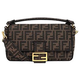 Fendi  mala de ombro Baguette em jacquard FF castanho