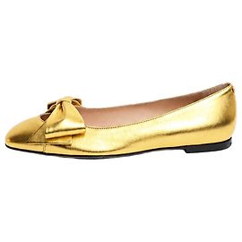 Valentino Ballerine Bowow in pelle laminata oro - size EU 39