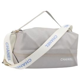 CHANEL Sports Line Shoulder Bag Nylon Gray Silver CC