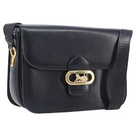 Céline CELINE Horse Carriage Shoulder Bag Leather Black Gold