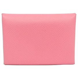 Hermès Tarjetero Hermes Calvi Duo de piel Epsom en Rosa