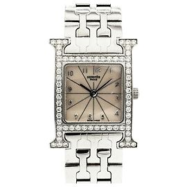 Hermès Hermes H-Watch Diamond Bezel HH1.230 Silver Dial Women's Watch
