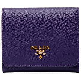 Cartera Prada Purple Saffiano Trifold