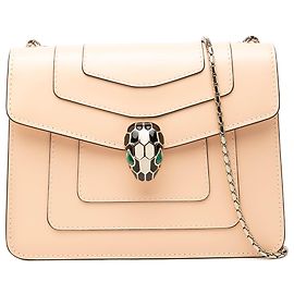 Bulgari Bvlgari Serpenti Forever Kleine Umhängetasche aus braunem Leder mit Kette