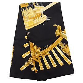 Pañuelo de seda Hermès Black La Marine a Rames 90
