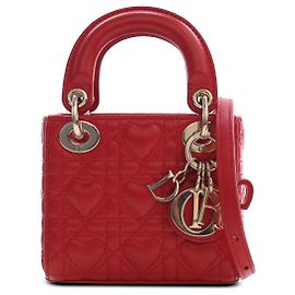 Dior Red DiorAmour Micro Lambskin Cannage Lady Dior