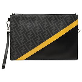 Clutch diagonale Fendi Black Zucca Coated Canvas