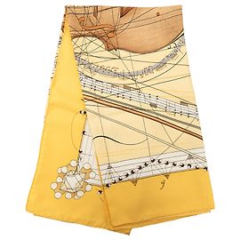 Pañuelo de seda Hermès Yellow La Musique des Spheres 90