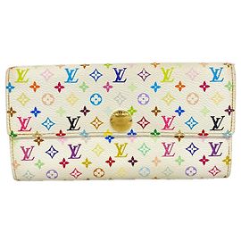 Louis Vuitton Long Wallet Monogram Multicolor Portefeuille Sarah M93532 Blanc