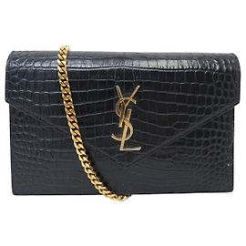 Autre Marque SAINT LAURENT 402031 ENVELOPE CASSANDRE CHAIN WALLET HANDTASCHE KROKO-OPTIK