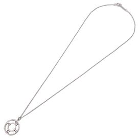 Pendentif Tiffany & Co. Atlas Circle en or blanc 18K avec diamants Medium