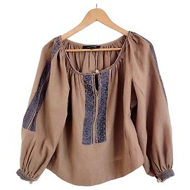 Isabel Marant Blusa de lana color taupe con bordados azules