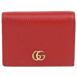 Gucci Porta-cartões GG Marmont em couro Hibiscus Red Gold