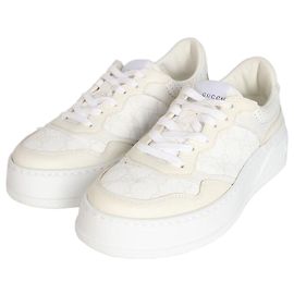 Sneakers ricamate Gucci marroni in tessuto