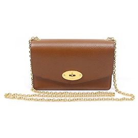 Mulberry Pequena mala tiracolo WOC Darlie em couro grão Oak Brown