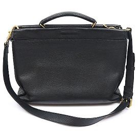 Fendi Sac briefcase Monster Selleria Peekaboo Iconic Fit en cuir grainé noir