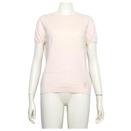 Burberry T-shirt Polo a maniche corte da donna in cotone con bordo a quadretti rosa