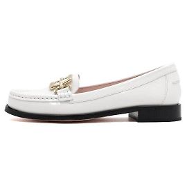 Roger Vivier Mocassins en cuir verni blanc avec boucle dorée