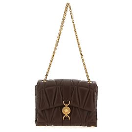 Versace Borsa a tracolla in pelle di agnello marrone